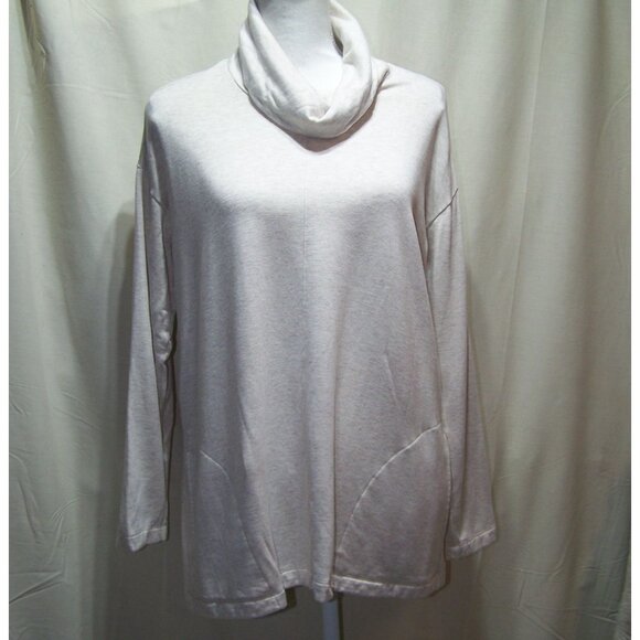 Pure Jill Tunic Top Cozy Athleisure Pullover Tan Medium Petite - Picture 1 of 11